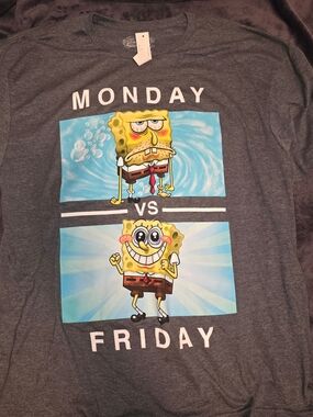 Nickelodeon SpongeBob Graphic Tee - Dark Gray with White Print